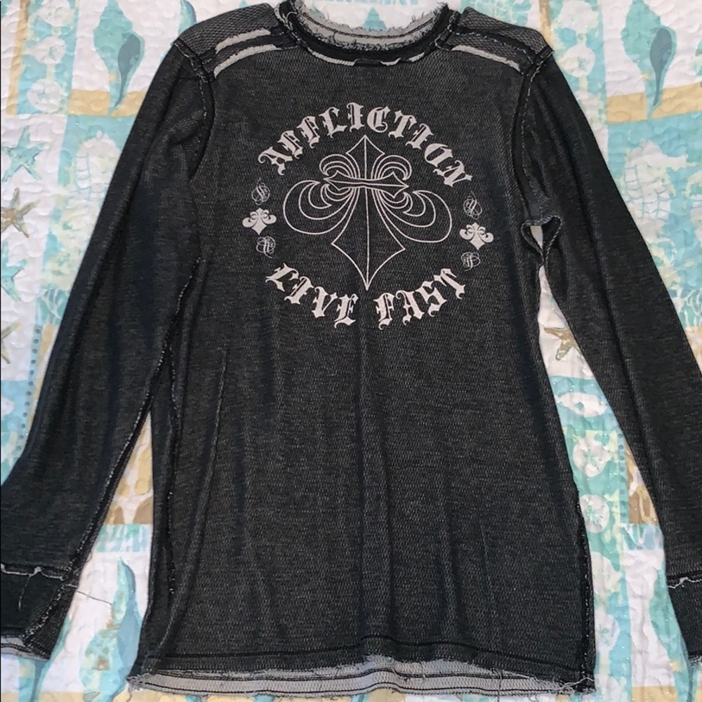 Men’s Affliction Long Sleeve Distressed Tee